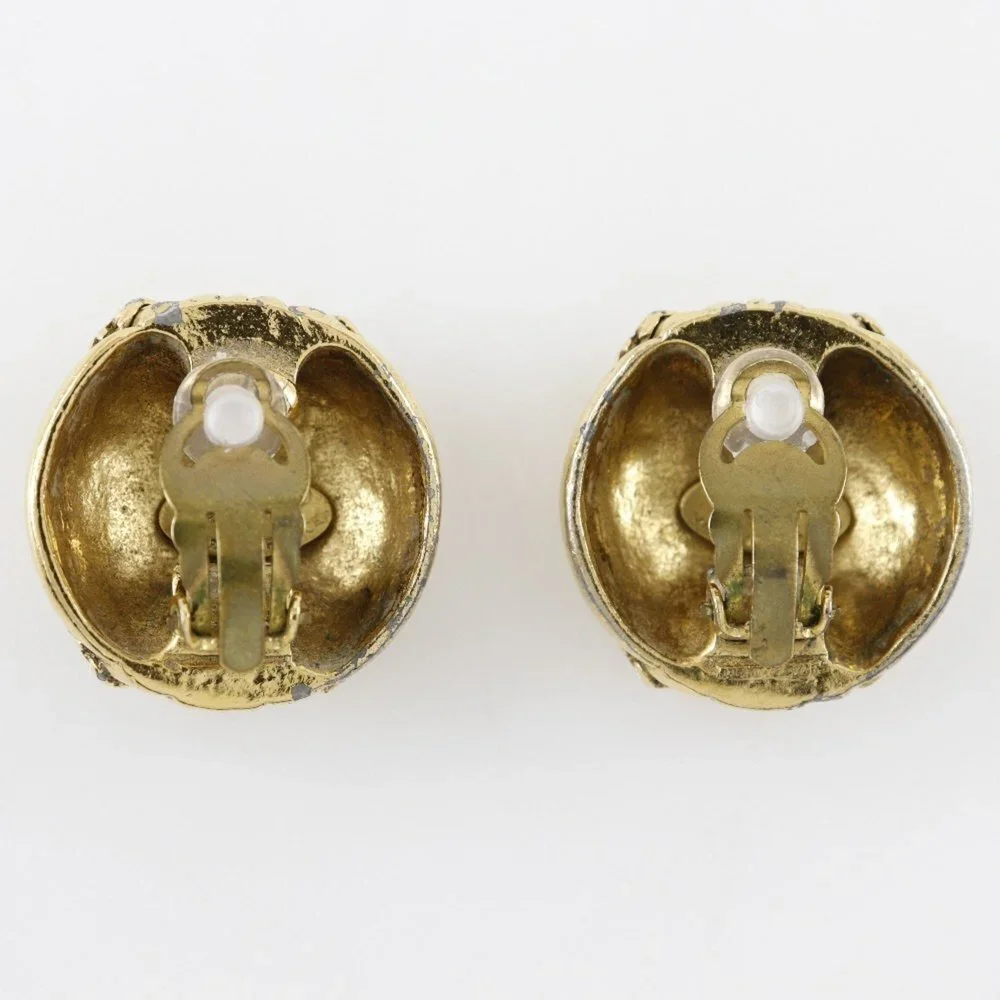 CHANEL Authentic Gold Logo Earrings